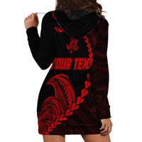 Personalised Guam Hoodie Dress Tribal Turtles Curves Style - Red - Wonder Print Shop