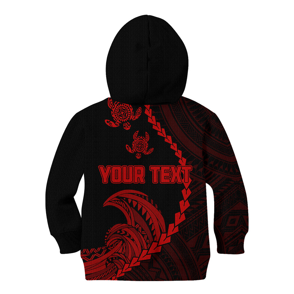 Personalised Guam Kid Hoodie Tribal Turtles Curves Style - Red - Wonder Print Shop