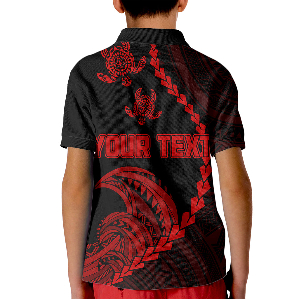 Custom Guam Polo Shirt for Kid Tribal Turtles Curves Style Red - Wonder Print Shop