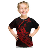 Personalised Guam Kid T Shirt Tribal Turtles Curves Style - Red - Wonder Print Shop