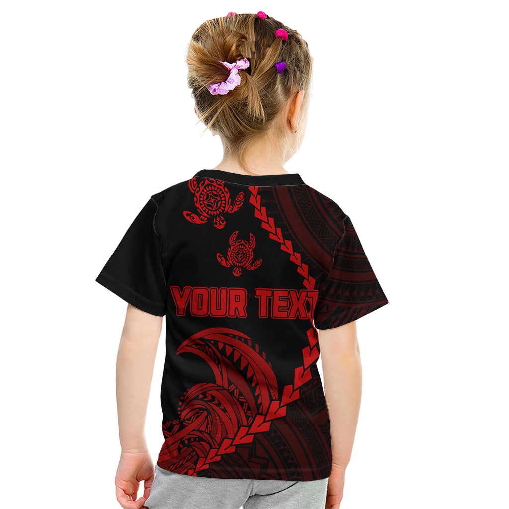 Personalised Guam Kid T Shirt Tribal Turtles Curves Style - Red - Wonder Print Shop