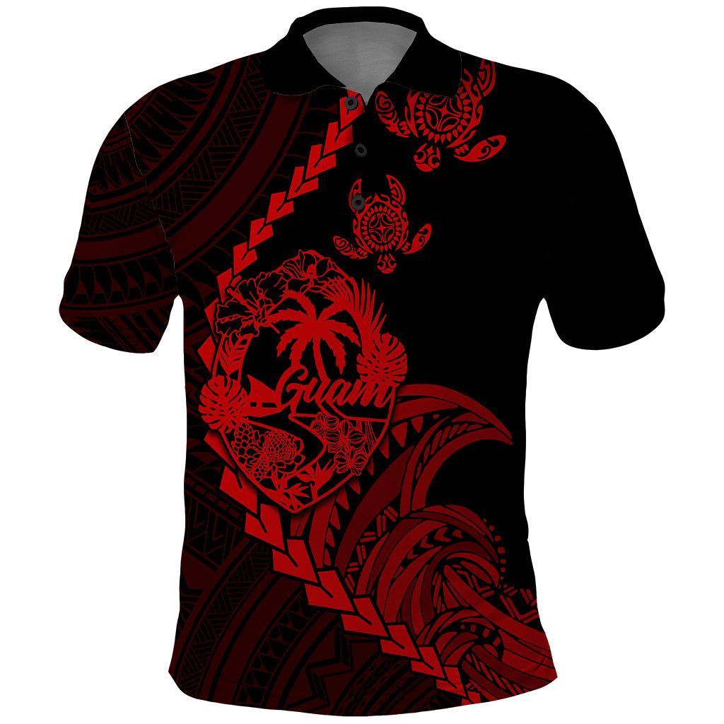 Custom Guam Polo Shirt Tribal Turtles Curves Style Red - Wonder Print Shop