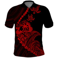 Custom Guam Polo Shirt Tribal Turtles Curves Style Red - Wonder Print Shop