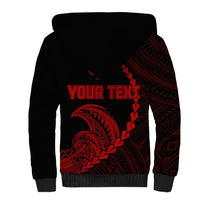 Personalised Guam Sherpa Hoodie Tribal Turtles Curves Style - Red - Wonder Print Shop