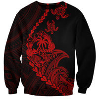 Personalised Guam Sweatshirt Tribal Turtles Curves Style - Red - Wonder Print Shop