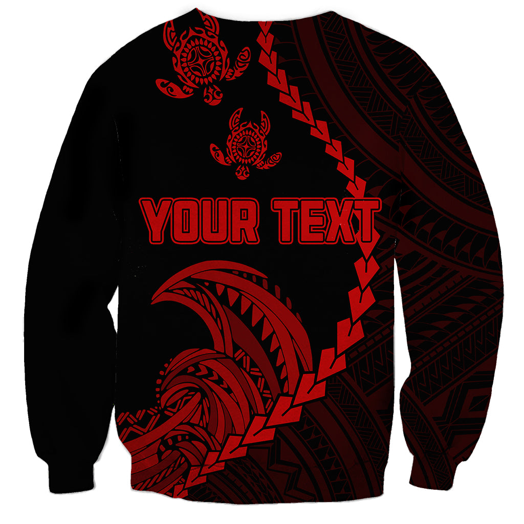 Personalised Guam Sweatshirt Tribal Turtles Curves Style - Red - Wonder Print Shop