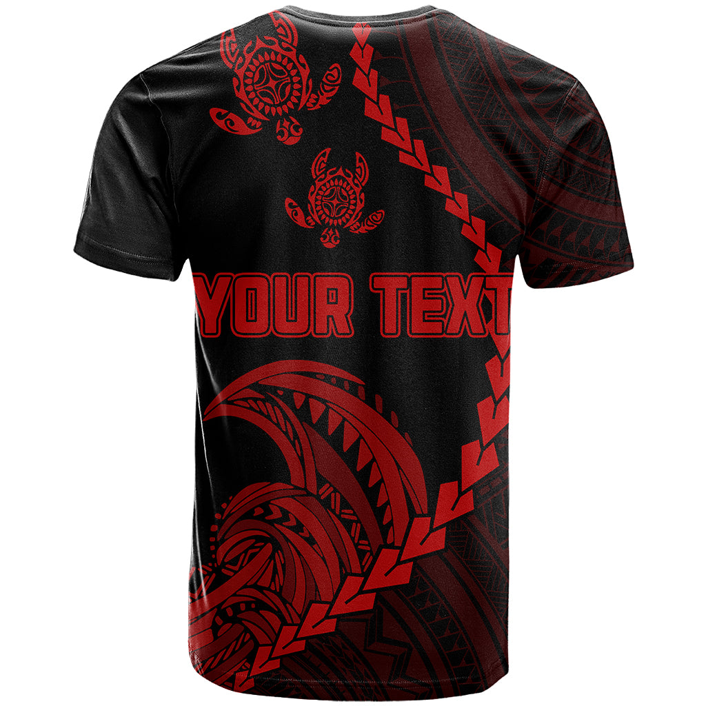 Personalised Guam T Shirt Tribal Turtles Curves Style - Red - Wonder Print Shop