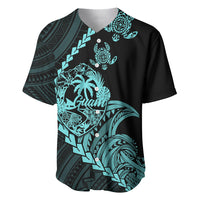 Personalised Guam Baseball Jersey Tribal Turtles Curves Style - Turquoise LT7 - Wonder Print Shop