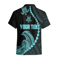 Personalised Guam Hawaiian Shirt Tribal Turtles Curves Style - Turquoise - Wonder Print Shop