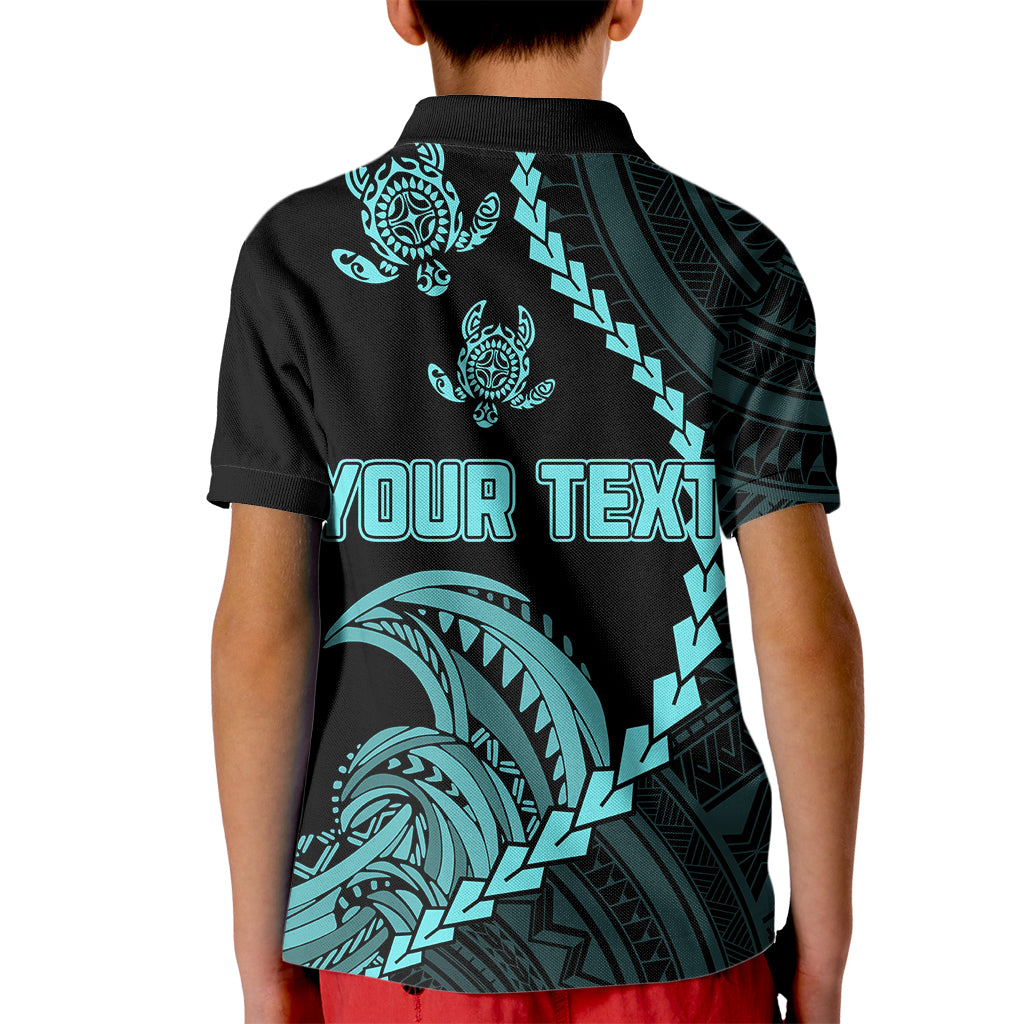 Custom Guam Polo Shirt for Kid Tribal Turtles Curves Style Turquoise - Wonder Print Shop