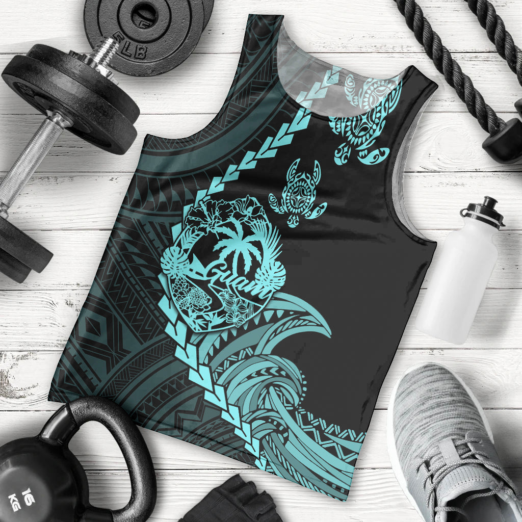 personalised-guam-men-tank-top-tribal-turtles-curves-style-turquoise