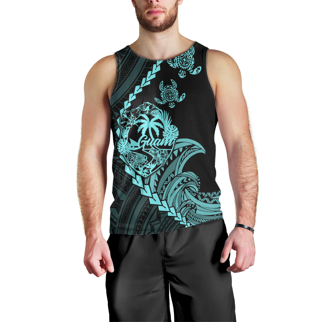 personalised-guam-men-tank-top-tribal-turtles-curves-style-turquoise