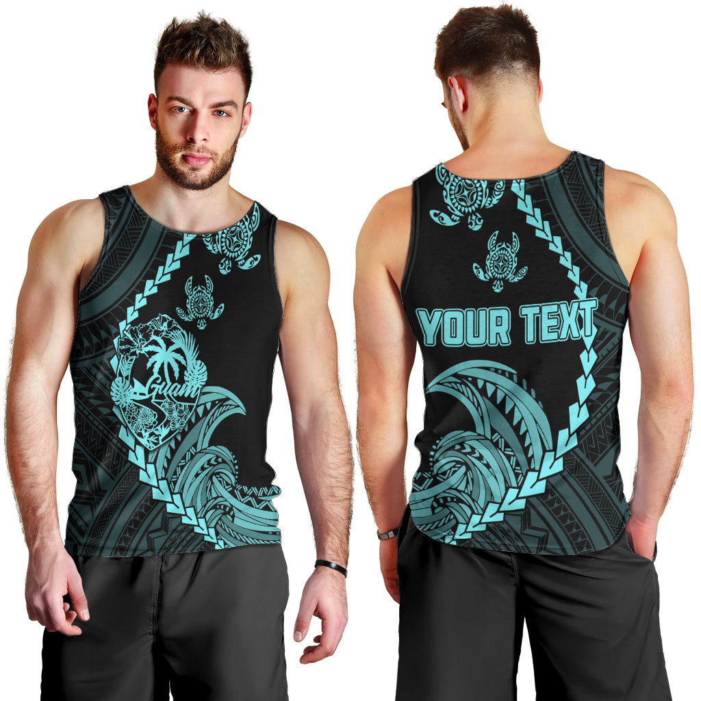 personalised-guam-men-tank-top-tribal-turtles-curves-style-turquoise