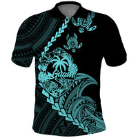 Custom Guam Polo Shirt Tribal Turtles Curves Style Turquoise - Wonder Print Shop
