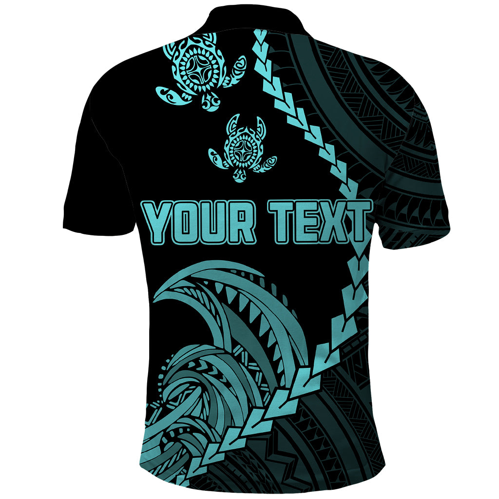 Custom Guam Polo Shirt Tribal Turtles Curves Style Turquoise - Wonder Print Shop
