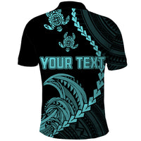Custom Guam Polo Shirt Tribal Turtles Curves Style Turquoise - Wonder Print Shop