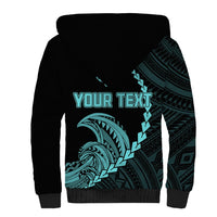 Personalised Guam Sherpa Hoodie Tribal Turtles Curves Style - Turquoise - Wonder Print Shop