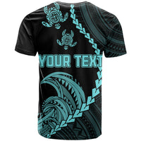 Personalised Guam T Shirt Tribal Turtles Curves Style - Turquoise - Wonder Print Shop