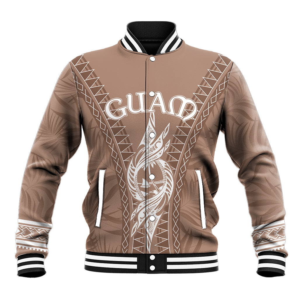 Personalised Guam Baseball Jacket Chamoro Latte Stone Mix Tropical - Brown LT7 - Wonder Print Shop