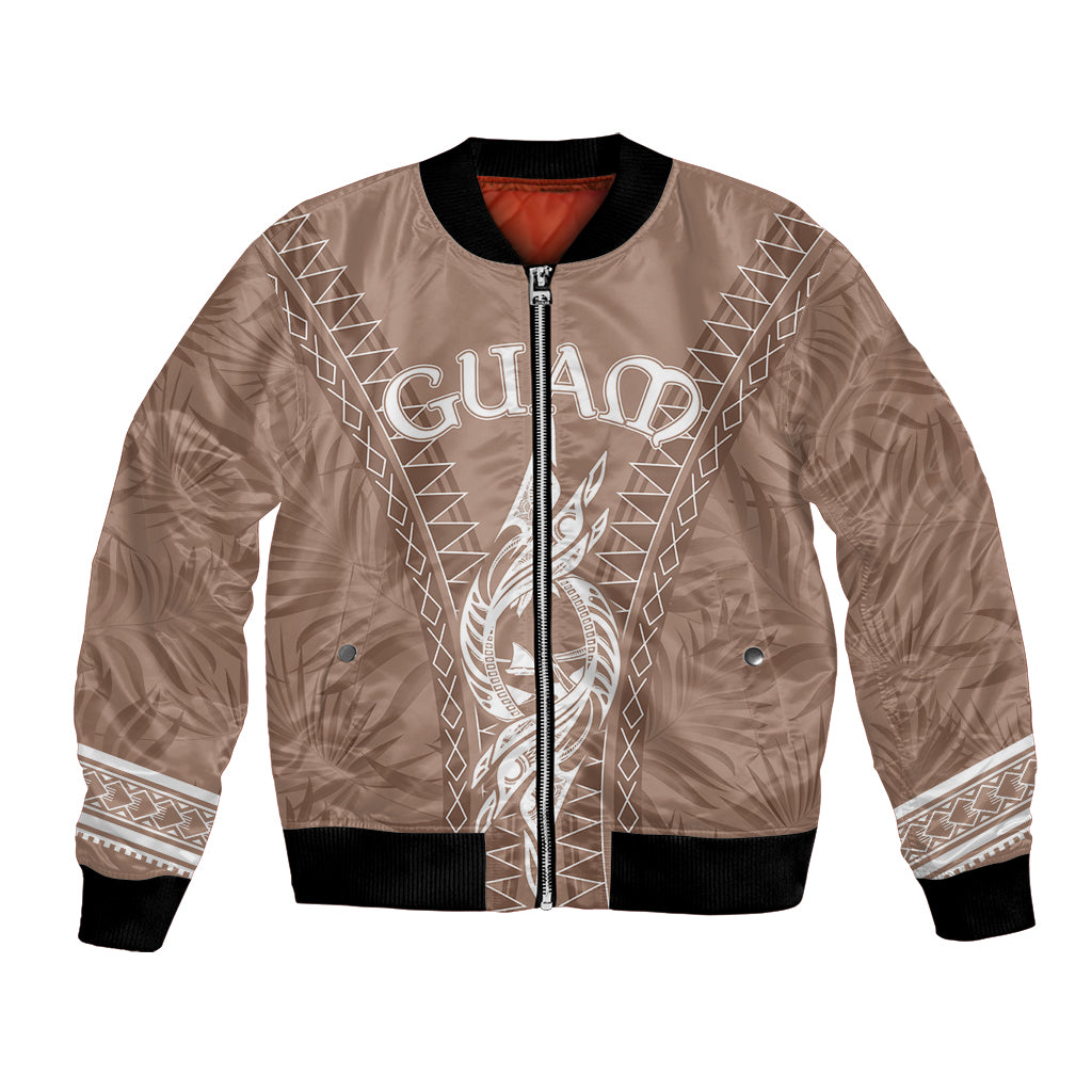 Personalised Guam Bomber Jacket Chamoro Latte Stone Mix Tropical - Brown LT7 - Wonder Print Shop