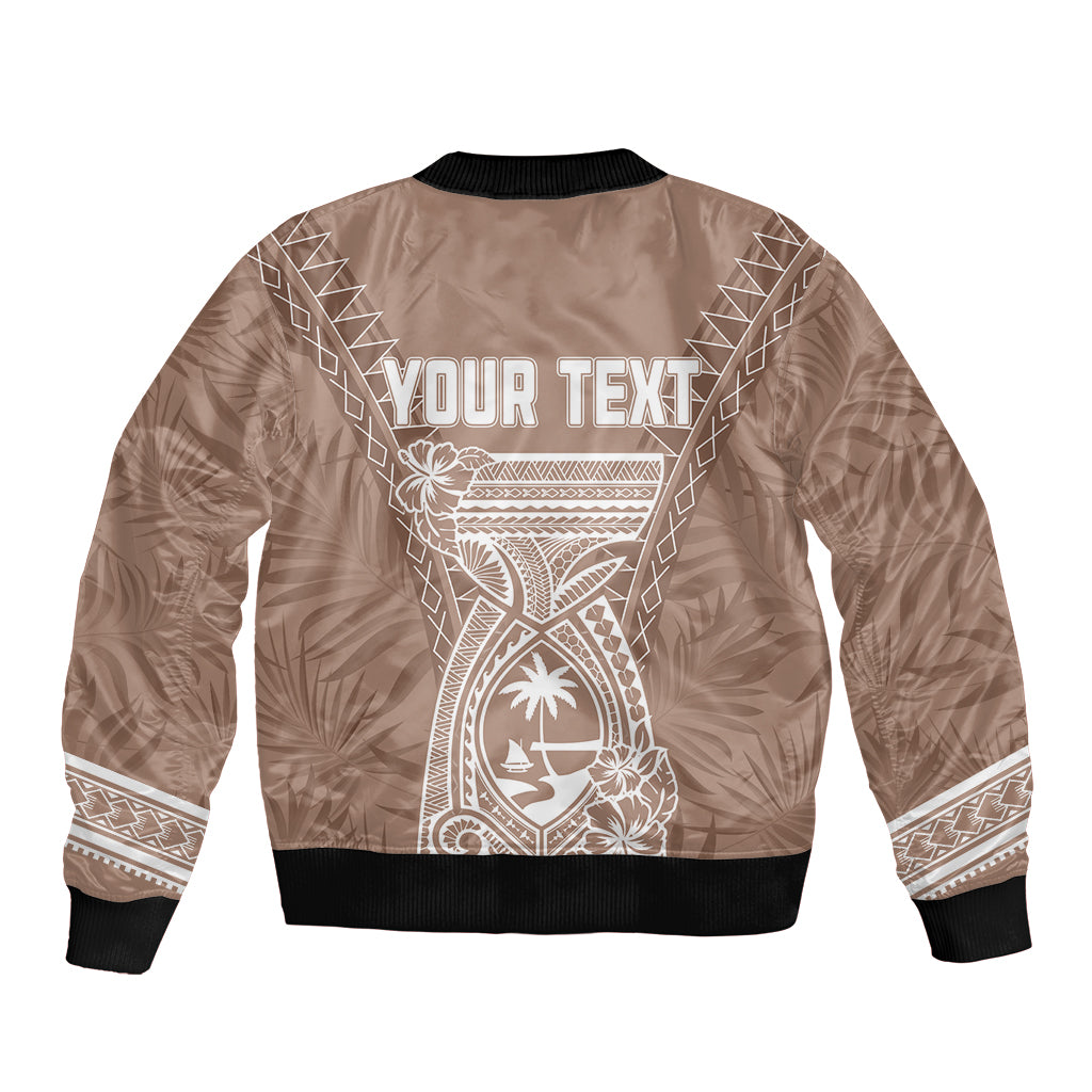 Personalised Guam Bomber Jacket Chamoro Latte Stone Mix Tropical - Brown LT7 - Wonder Print Shop