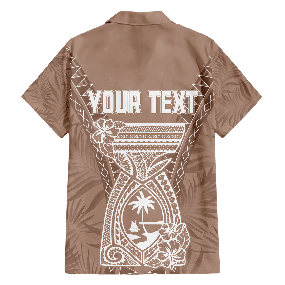 Personalised Guam Hawaiian Shirt Chamoro Latte Stone Mix Tropical - Brown - Wonder Print Shop