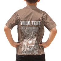 Personalised Guam Hawaiian Shirt Chamoro Latte Stone Mix Tropical - Brown - Wonder Print Shop