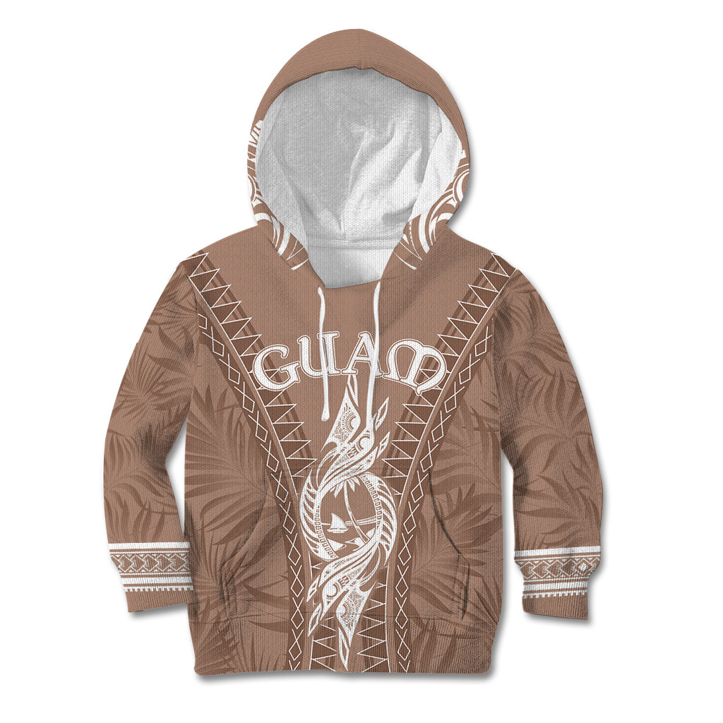Personalised Guam Kid Hoodie Chamoro Latte Stone Mix Tropical - Brown - Wonder Print Shop