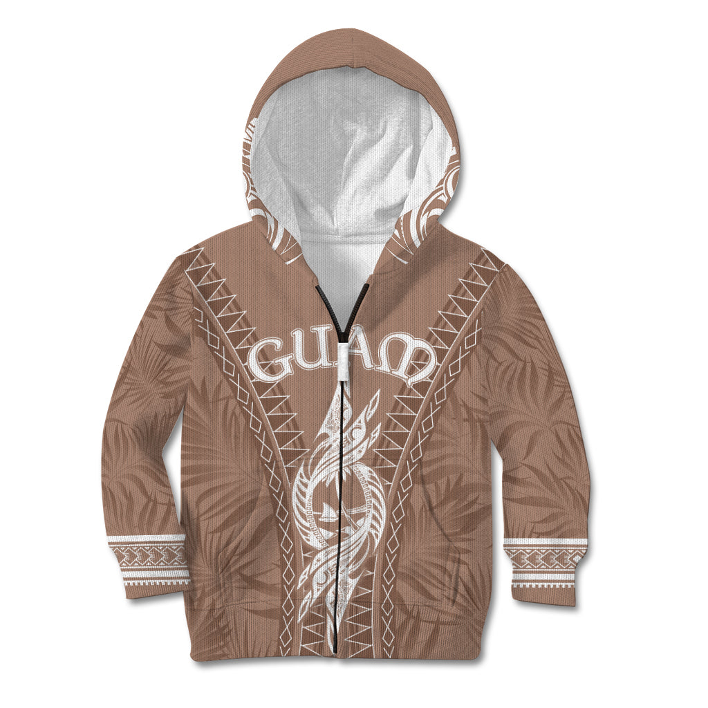 Personalised Guam Kid Hoodie Chamoro Latte Stone Mix Tropical - Brown - Wonder Print Shop