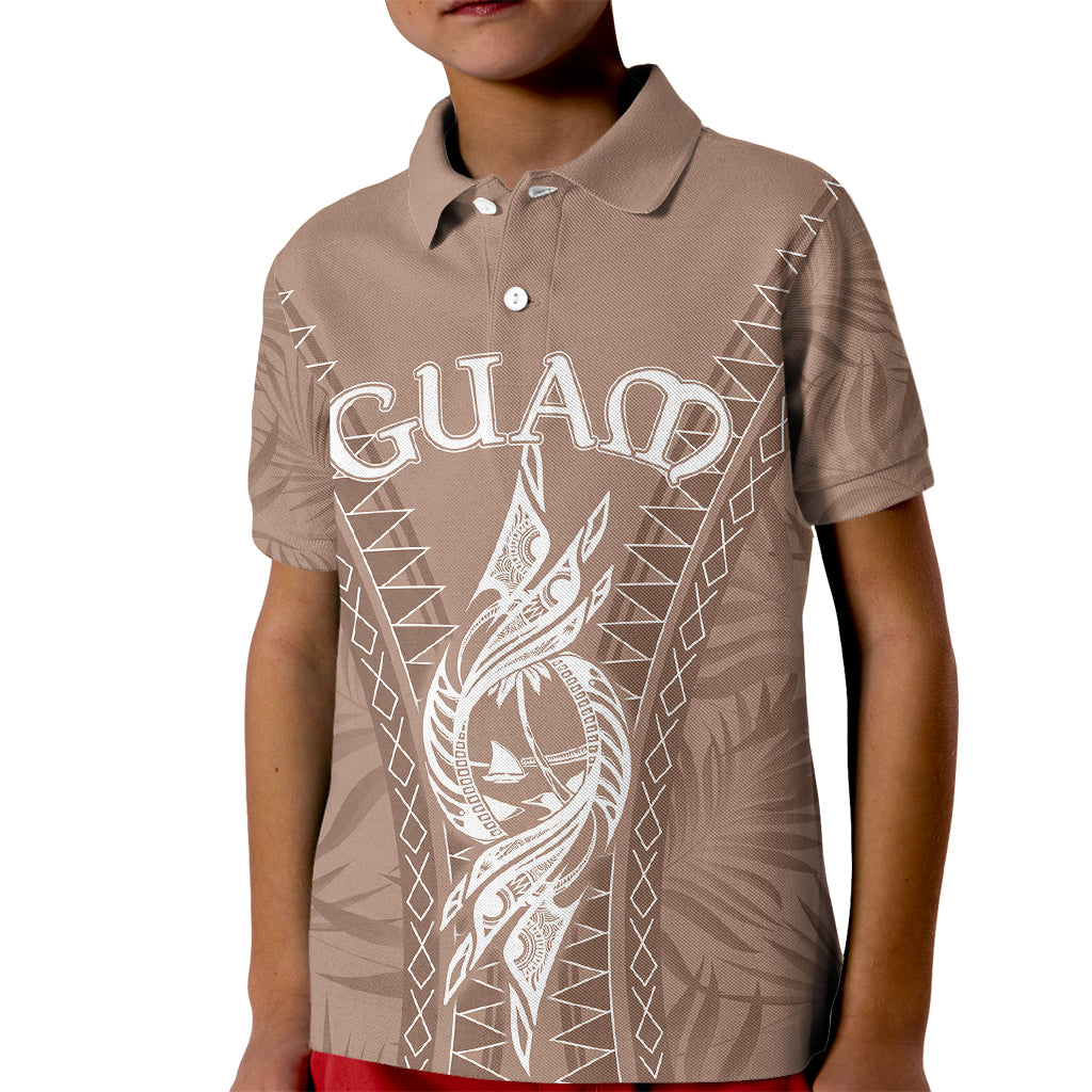 Custom Guam Polo Shirt for Kid Chamoro Latte Stone Mix Tropical Brown - Wonder Print Shop