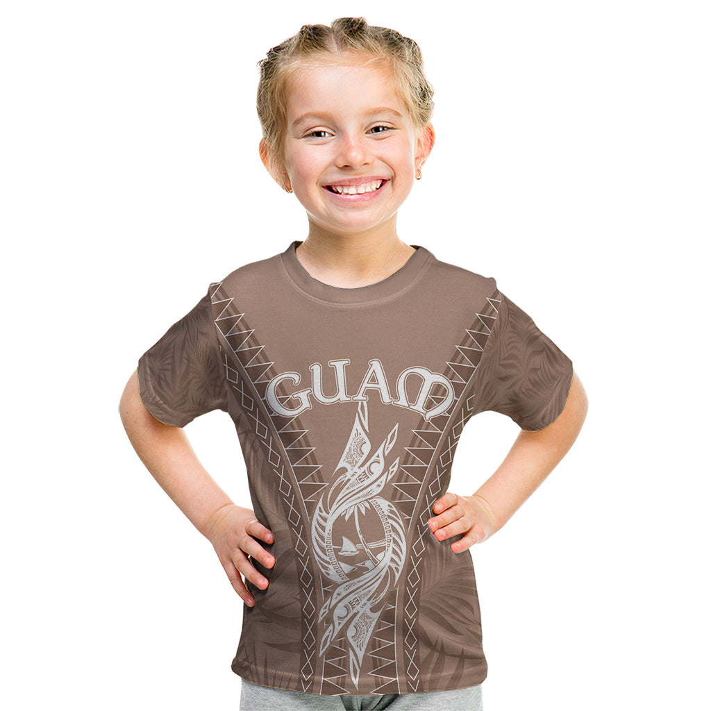Personalised Guam Kid T Shirt Chamoro Latte Stone Mix Tropical - Brown - Wonder Print Shop