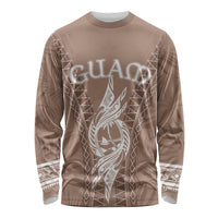 Personalised Guam Long Sleeve Shirt Chamoro Latte Stone Mix Tropical - Brown - Wonder Print Shop