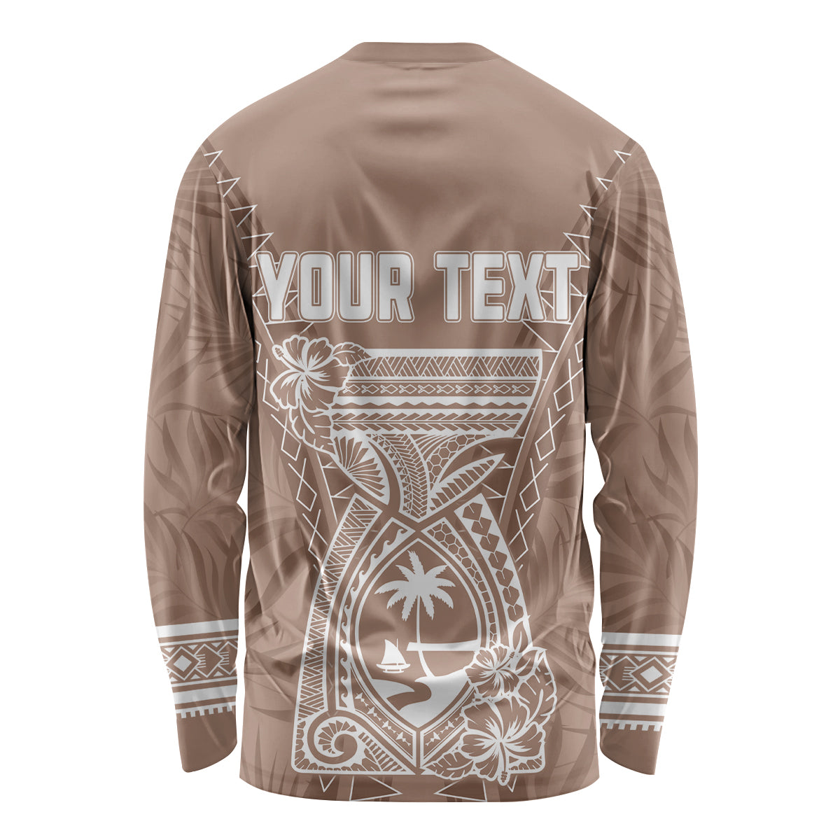 Personalised Guam Long Sleeve Shirt Chamoro Latte Stone Mix Tropical - Brown - Wonder Print Shop