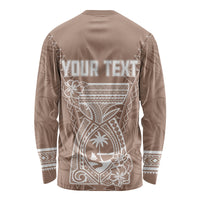 Personalised Guam Long Sleeve Shirt Chamoro Latte Stone Mix Tropical - Brown - Wonder Print Shop
