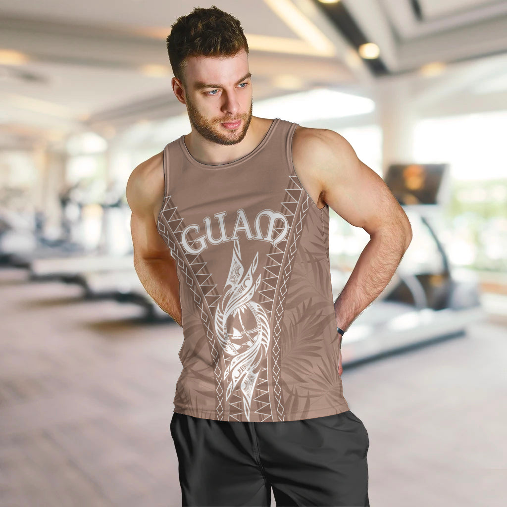 Personalised Guam Men Tank Top Chamoro Latte Stone Mix Tropical - Brown LT7