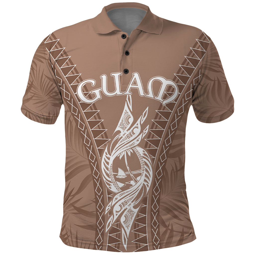 Custom Guam Polo Shirt Chamoro Latte Stone Mix Tropical Brown - Wonder Print Shop