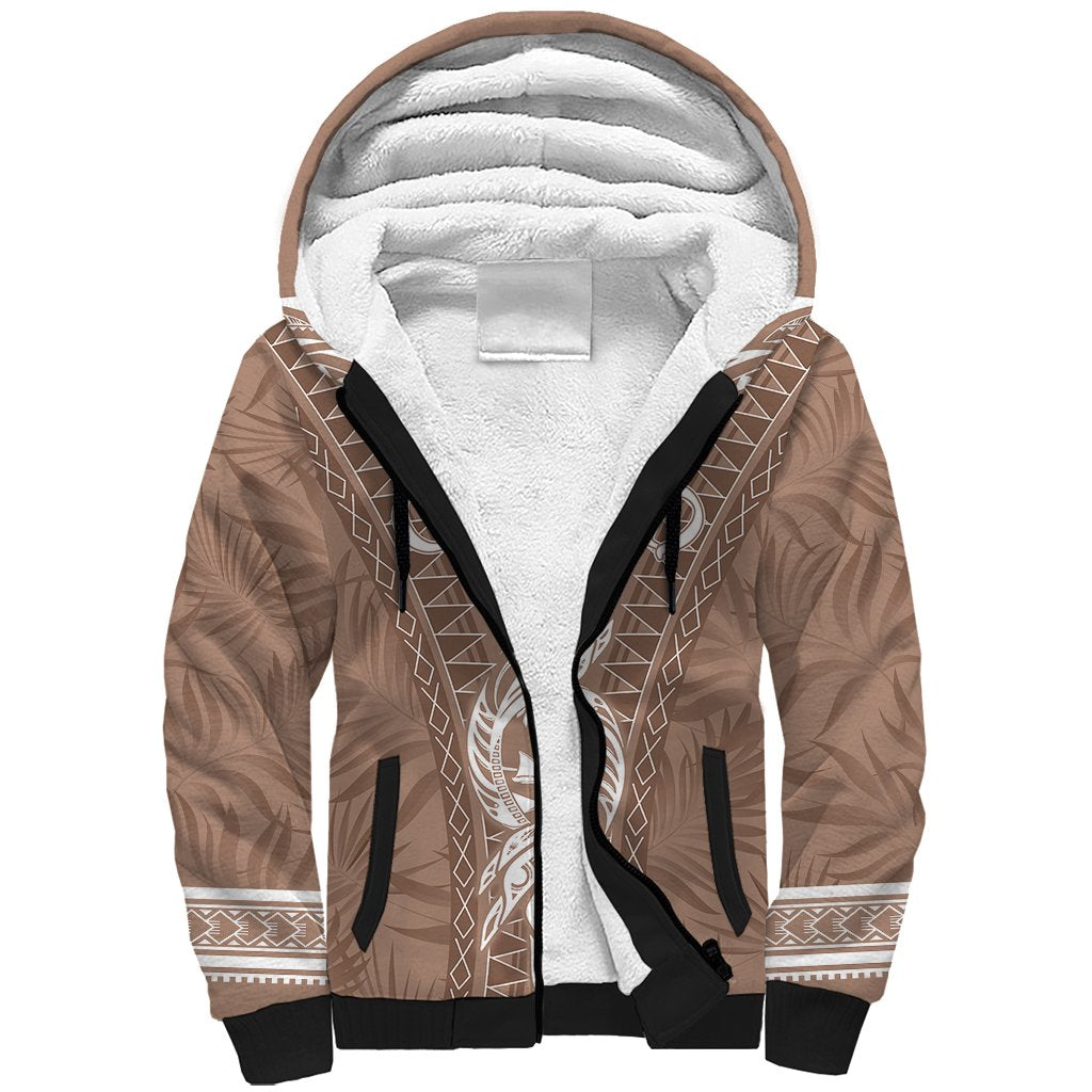 Personalised Guam Sherpa Hoodie Chamoro Latte Stone Mix Tropical - Brown - Wonder Print Shop