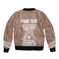 Personalised Guam Sleeve Zip Bomber Jacket Chamoro Latte Stone Mix Tropical - Brown - Wonder Print Shop