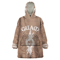 Personalised Guam Wearable Blanket Hoodie Chamoro Latte Stone Mix Tropical - Brown - Wonder Print Shop