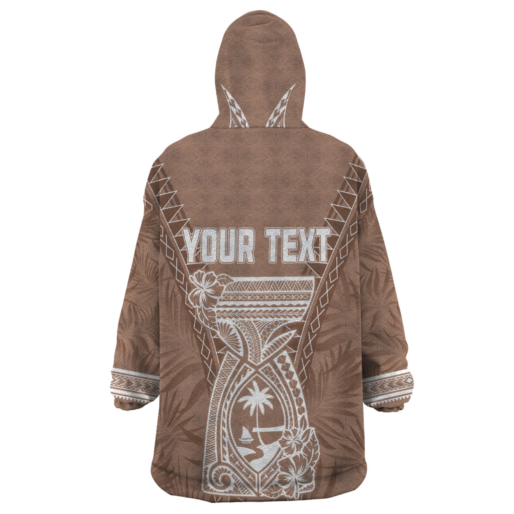 Personalised Guam Wearable Blanket Hoodie Chamoro Latte Stone Mix Tropical - Brown - Wonder Print Shop