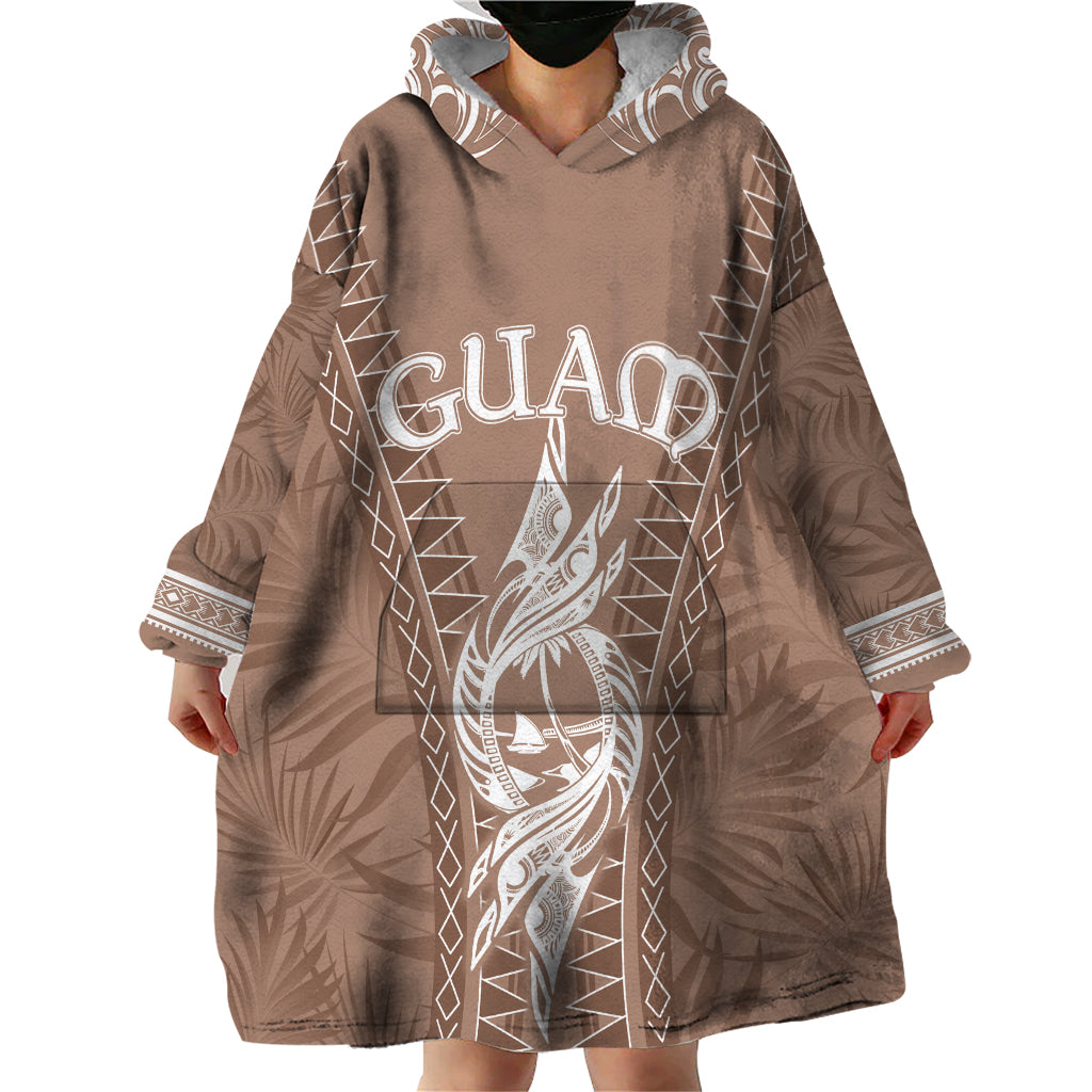 Personalised Guam Wearable Blanket Hoodie Chamoro Latte Stone Mix Tropical - Brown - Wonder Print Shop