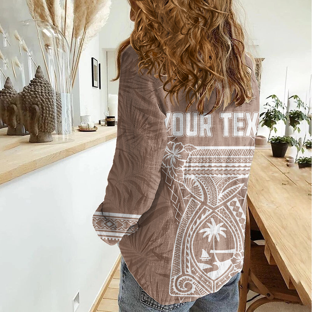 Personalised Guam Women Casual Shirt Chamoro Latte Stone Mix Tropical - Brown - Wonder Print Shop
