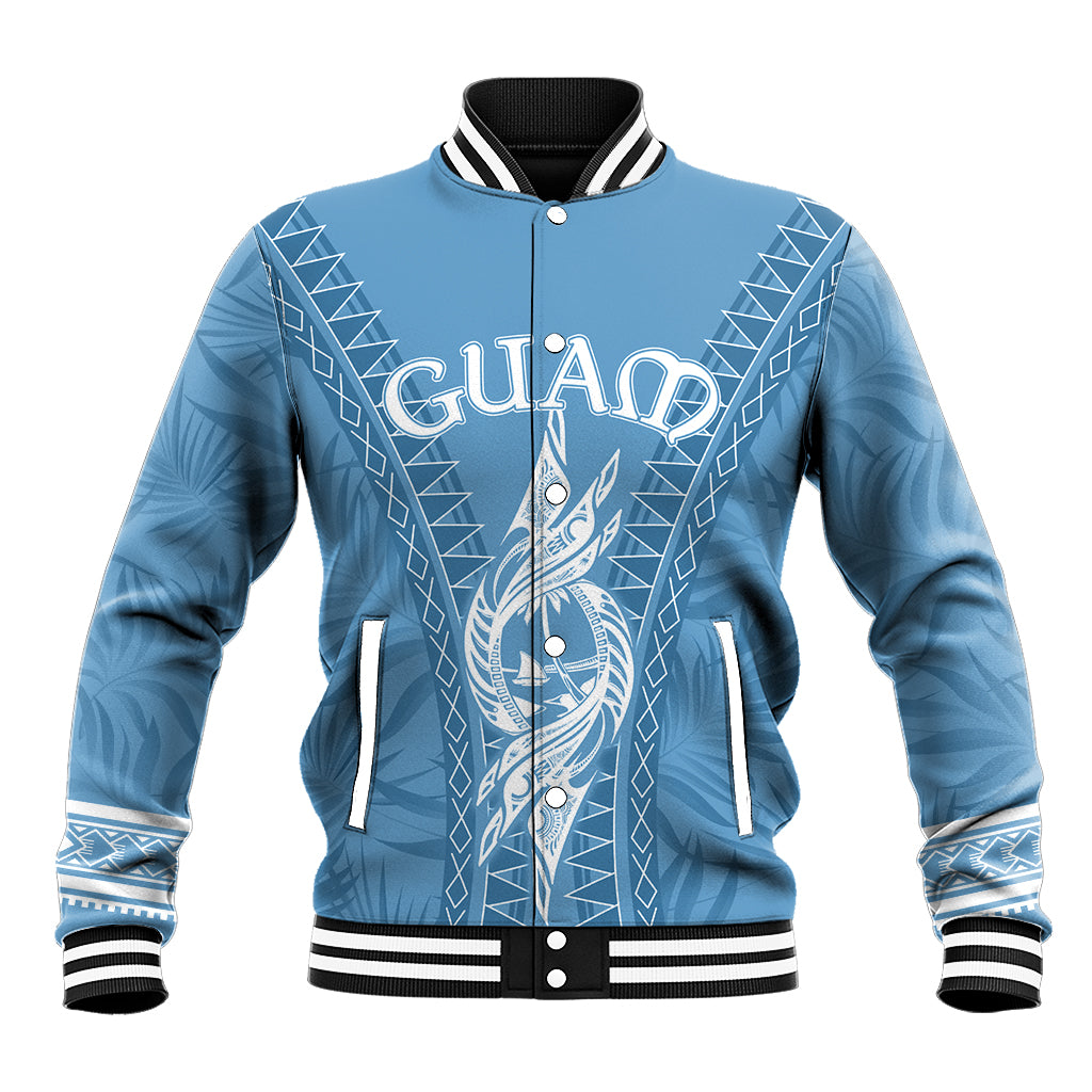 Personalised Guam Baseball Jacket Chamoro Latte Stone Mix Tropical - Blue LT7 - Wonder Print Shop