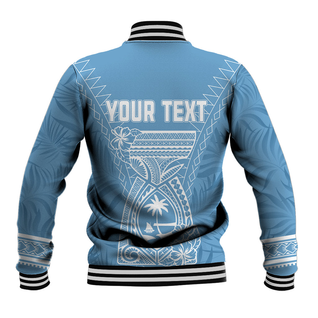Personalised Guam Baseball Jacket Chamoro Latte Stone Mix Tropical - Blue LT7 - Wonder Print Shop