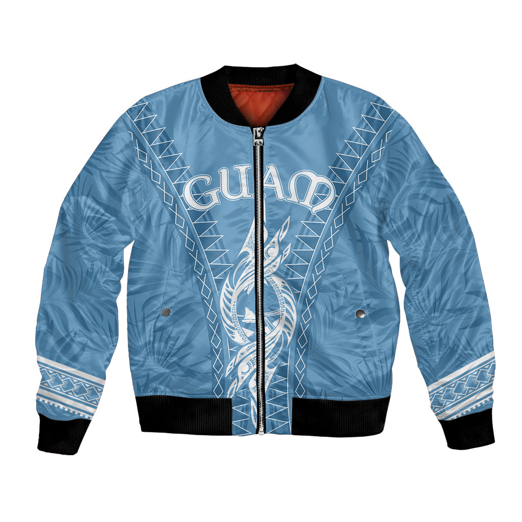 Personalised Guam Bomber Jacket Chamoro Latte Stone Mix Tropical - Blue LT7 - Wonder Print Shop