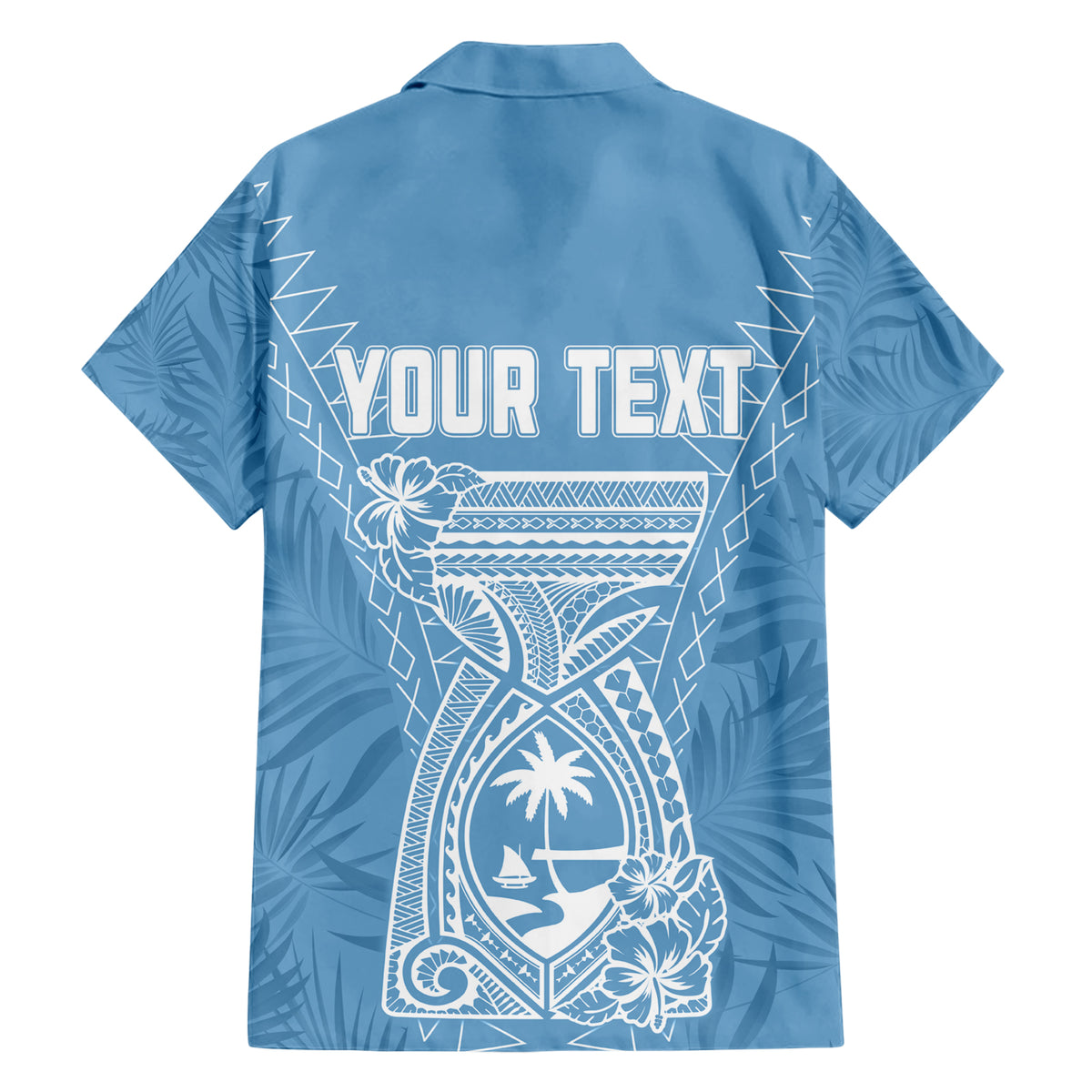 Personalised Guam Hawaiian Shirt Chamoro Latte Stone Mix Tropical - Blue - Wonder Print Shop