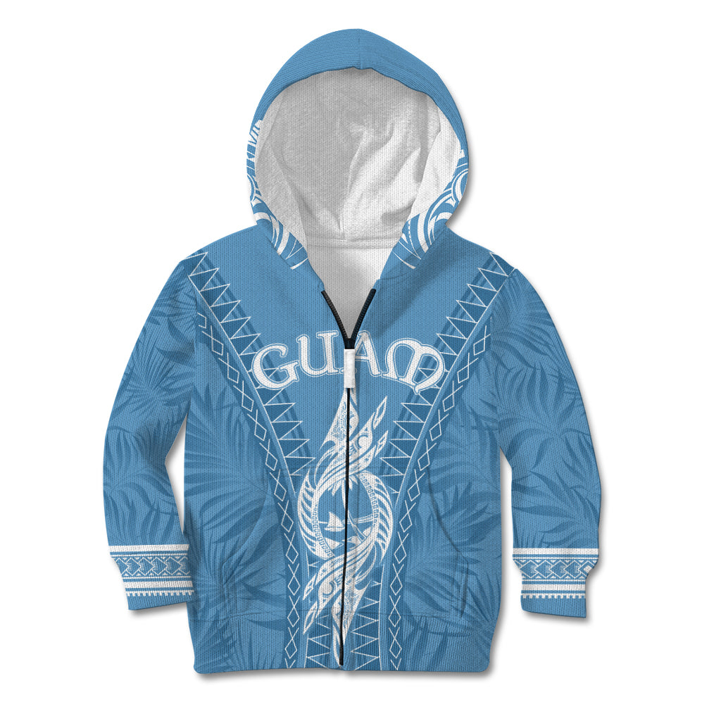 Personalised Guam Kid Hoodie Chamoro Latte Stone Mix Tropical - Blue - Wonder Print Shop