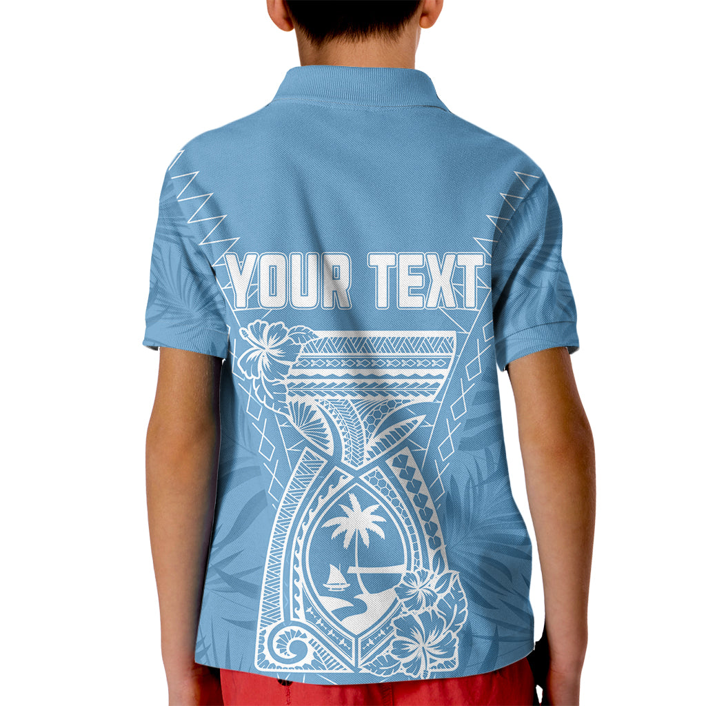 Custom Guam Polo Shirt for Kid Chamoro Latte Stone Mix Tropical Blue - Wonder Print Shop