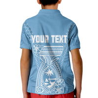 Custom Guam Polo Shirt for Kid Chamoro Latte Stone Mix Tropical Blue - Wonder Print Shop