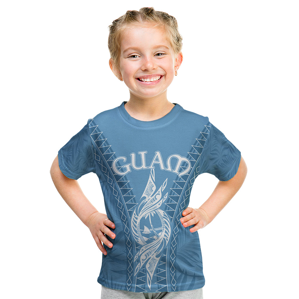Personalised Guam Kid T Shirt Chamoro Latte Stone Mix Tropical - Blue - Wonder Print Shop